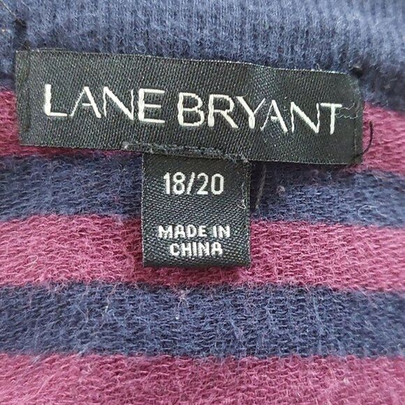 Lane Bryant Navy Burgundy Striped Cold Shoulder Long Sleeve Sweater Size 18 /20 - Picture 8 of 10